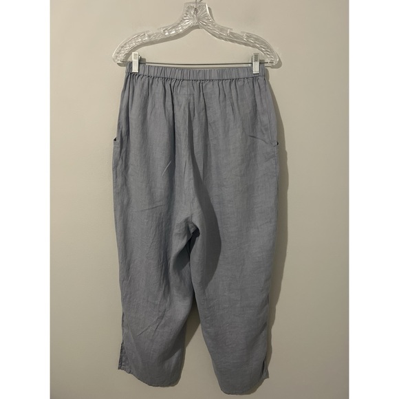 Flax Pants Women’s Medium Blue Linen Pull On Boho Lagenlook - Picture 4 of 14